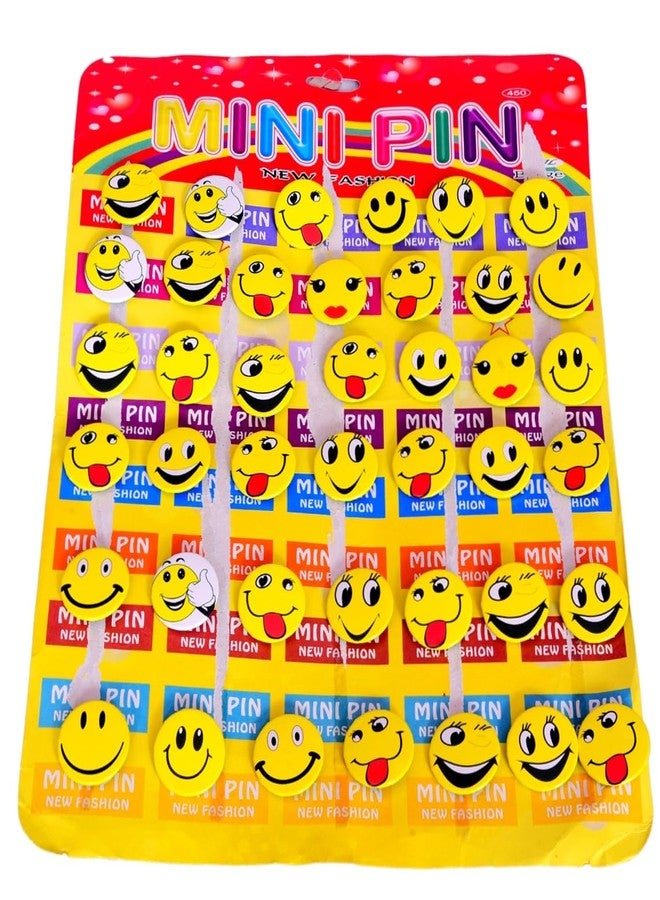 AMAROBA Smiley Badge with PIN, Smiley Emoji Colorful Expressions Button with PINS Dimensions 3 CM (Pack of 40, Yellow) - Image 2